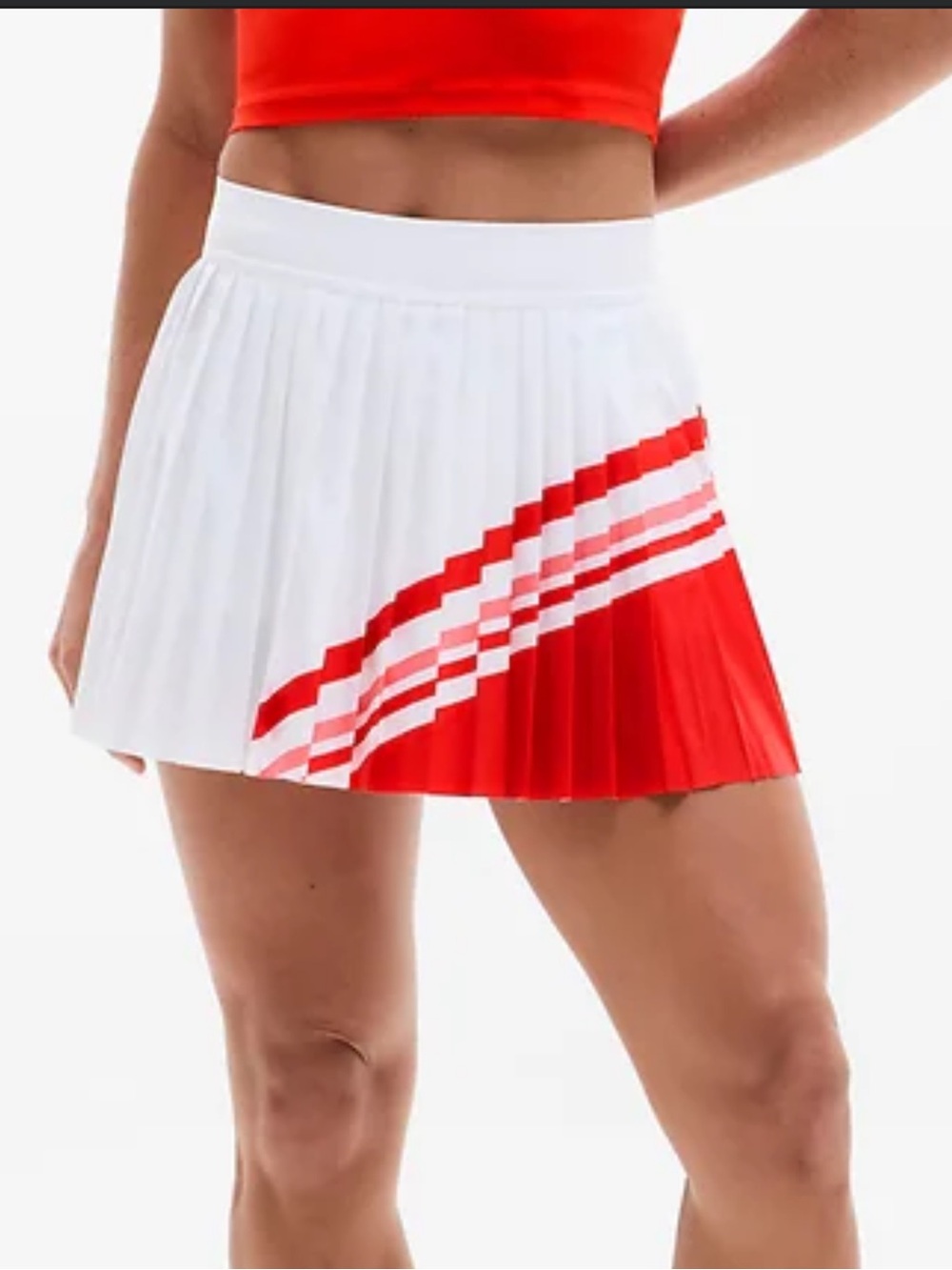 NWT Athleta Match Point Colorblock Skort White & Red Pleated Sports Skirt